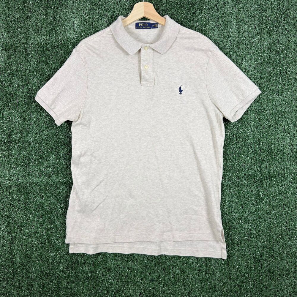 Polo Ralph Lauren Mens Polo Shirt Size L Heather Gray Short Sleeve Pony Logo